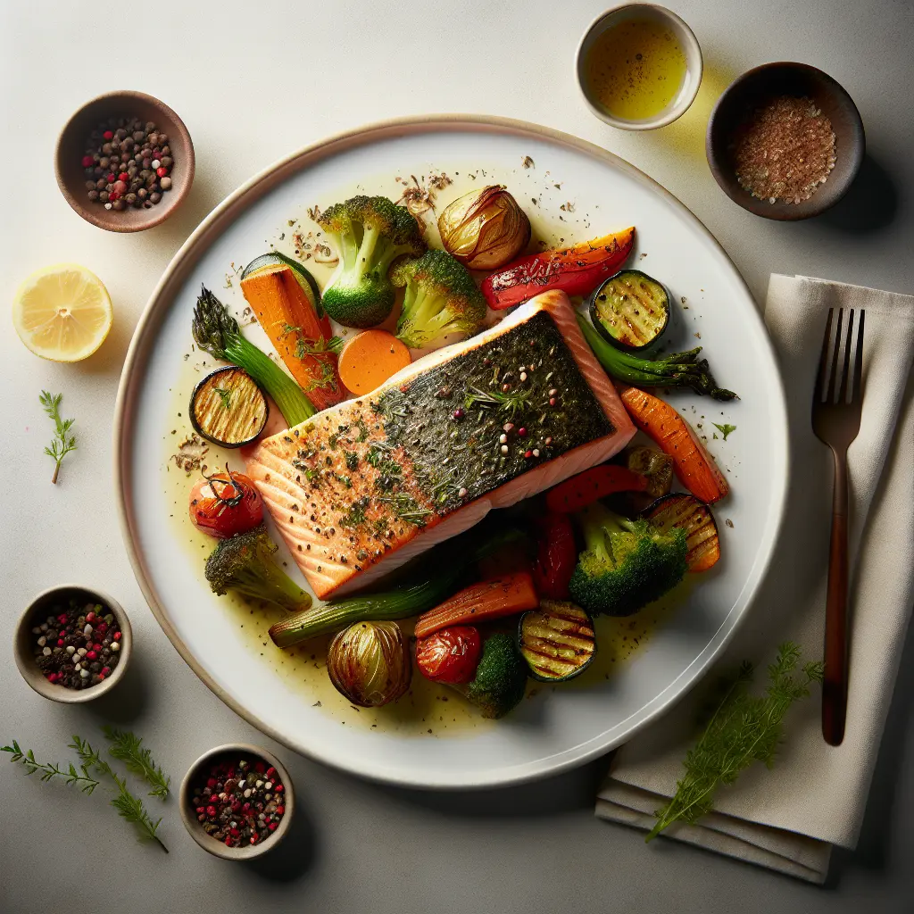 Herb-Crusted Baked Salmon with Roasted Vegetables