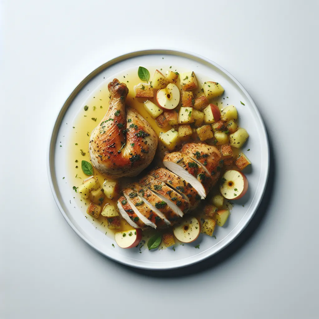 Herb-Crusted Chicken with Apple and Potato Gratin