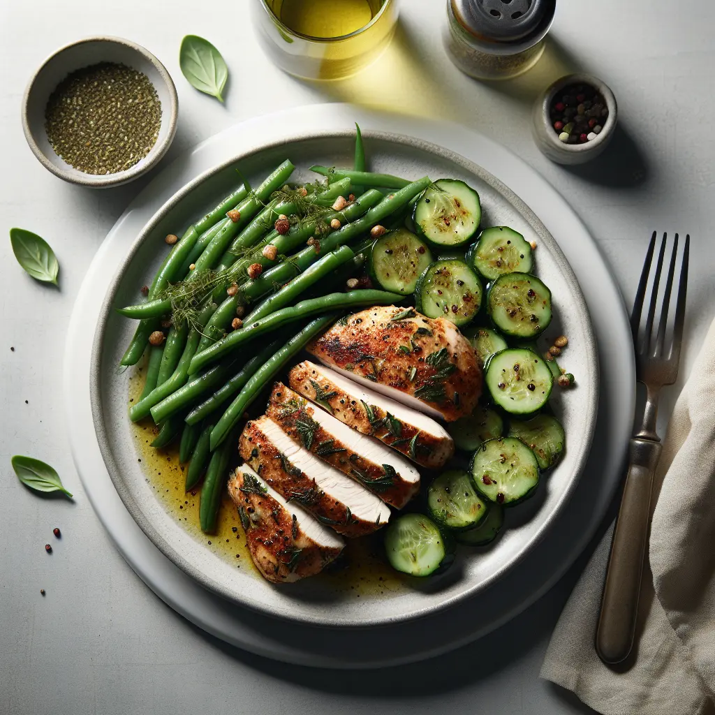 Herb-Crusted Chicken with Cucumber and Green Bean Salad