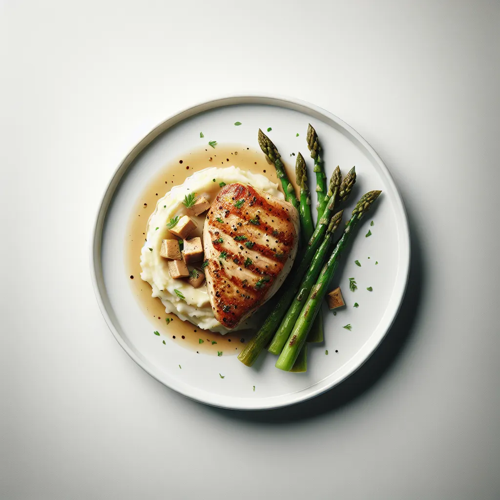 Herb-Crusted Chicken with Truffle Mashed Potatoes and Asparagus