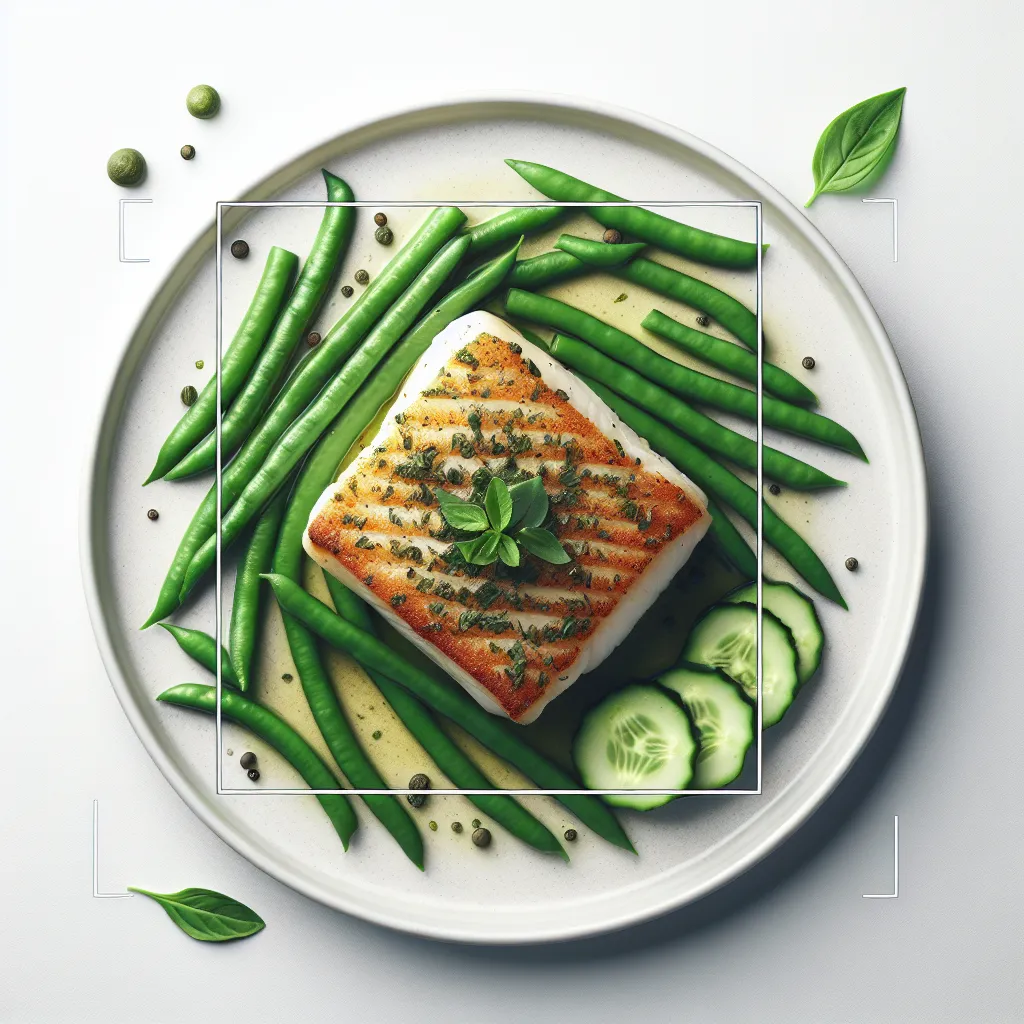 Herb-Crusted Cod with Cucumber and Green Bean Medley