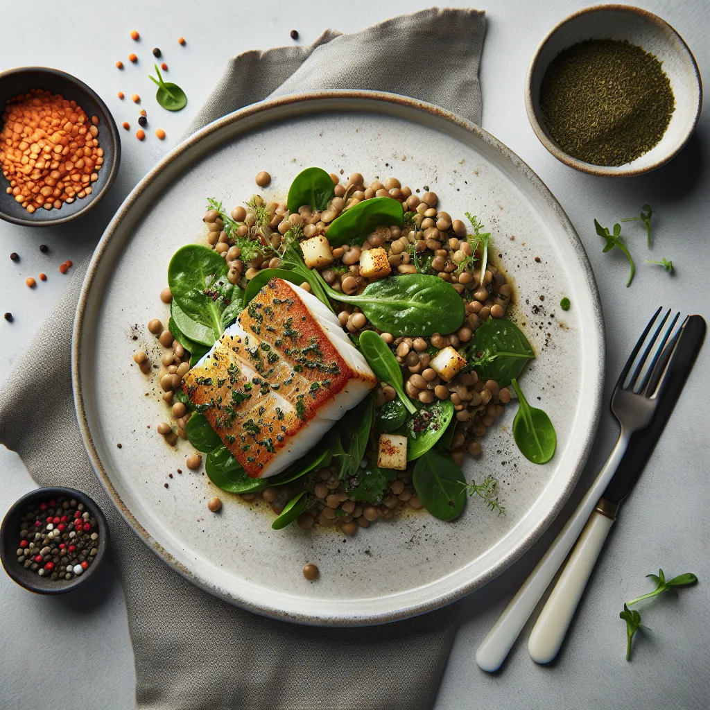 Herb-Crusted Cod with Lentil Salad