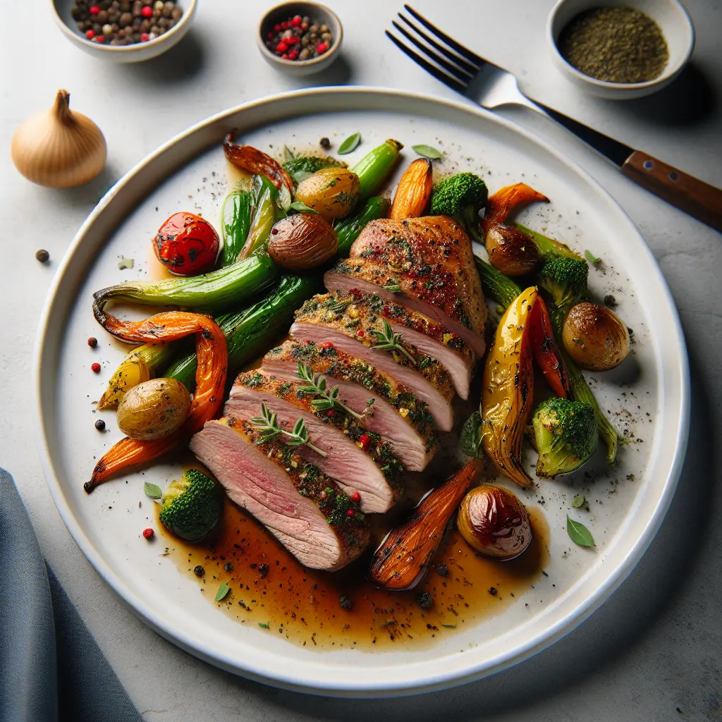 Herb-Crusted Duck Breast with Roasted Vegetables