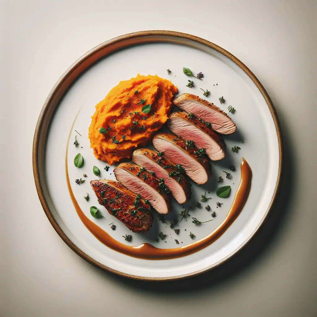 Herb-Crusted Duck Breast with Sweet Potato Mash