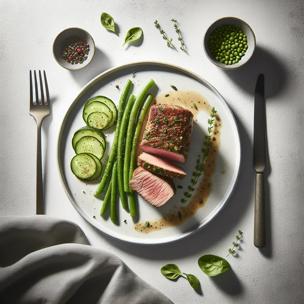 Herb-Crusted Pork Tenderloin with Cucumber and Green Bean Salad