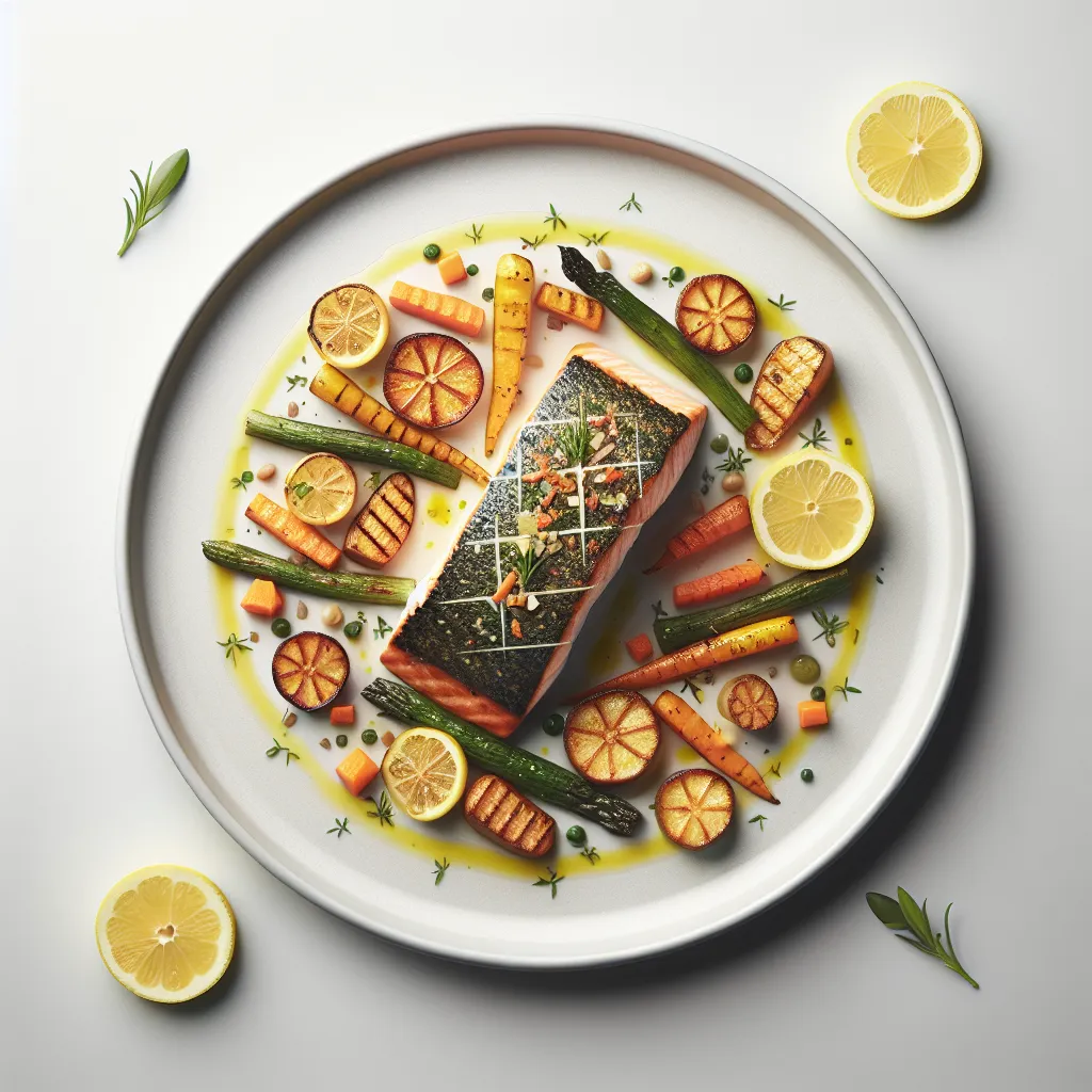 Herb-Crusted Salmon with Roasted Root Vegetables and Citrus Beurre Blanc