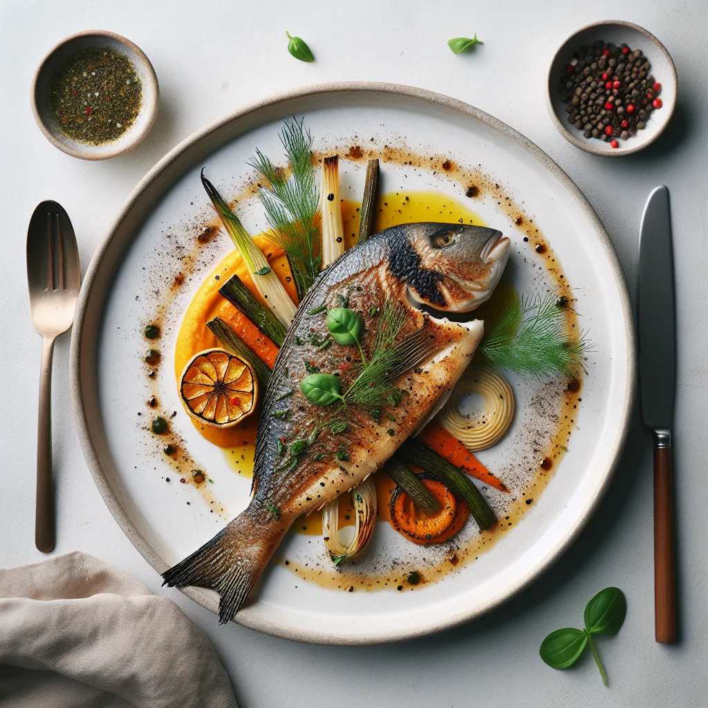 Herb-Crusted Sea Bream with Roasted Fennel and Carrot Puree