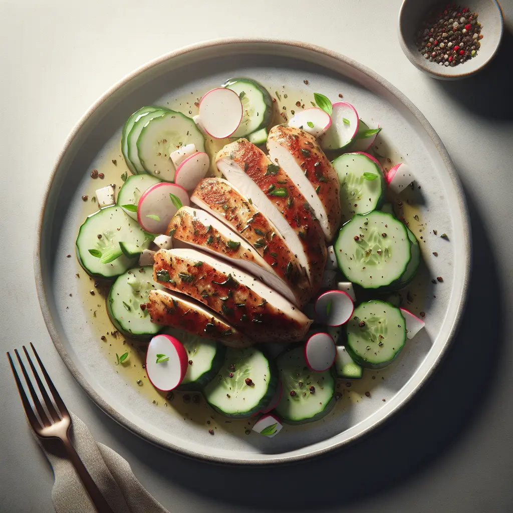 Herbed Chicken with Cucumber and Radish Salad