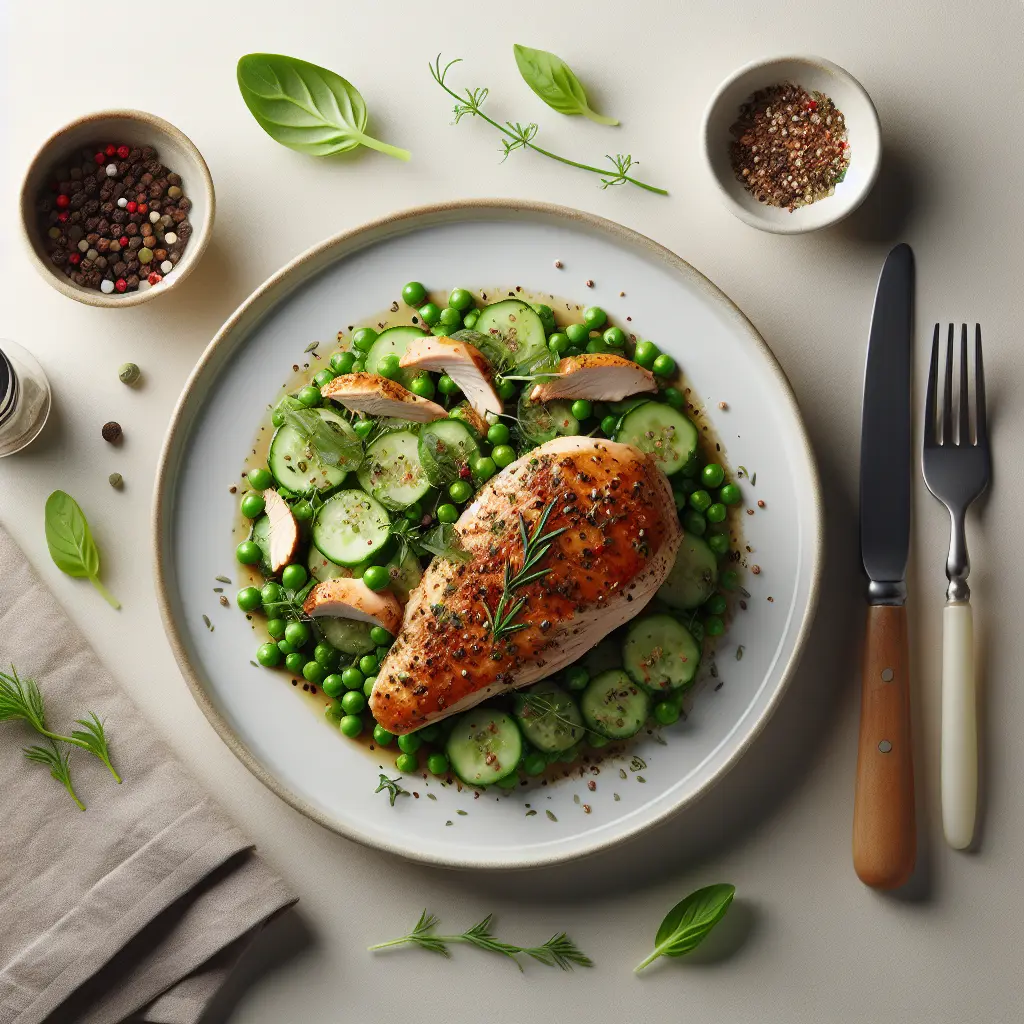 Herbed Chicken with Pea and Cucumber Salad