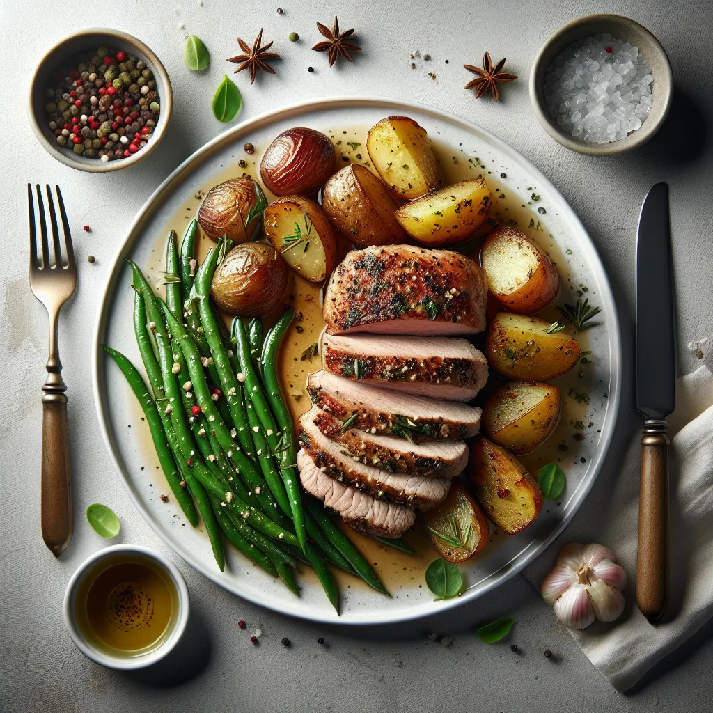 Italian Herb-Crusted Pork Tenderloin with Roasted Potatoes and Green Beans