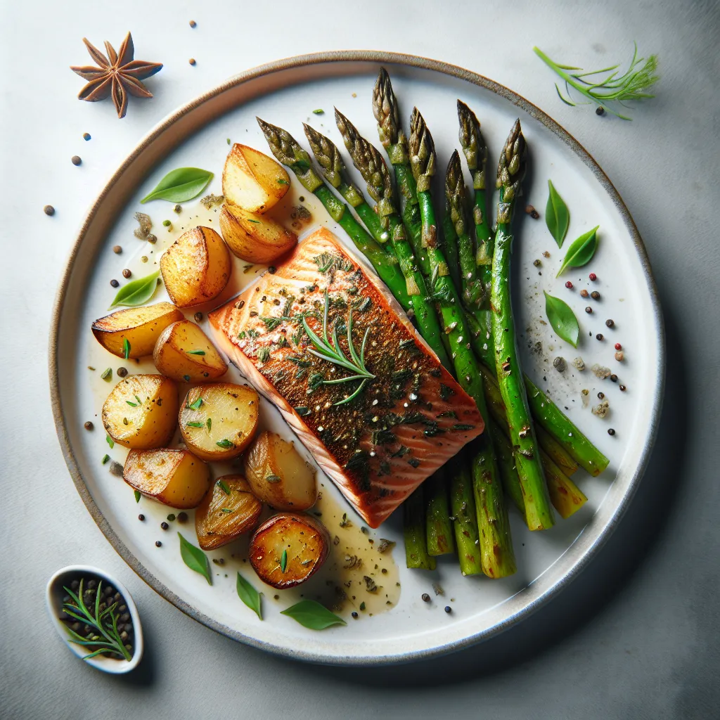Italian Herb-Crusted Salmon with Roasted Potatoes and Asparagus