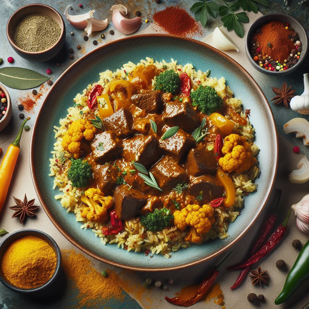 Keto Jamaican Curry Beef with Coconut Cauliflower Rice