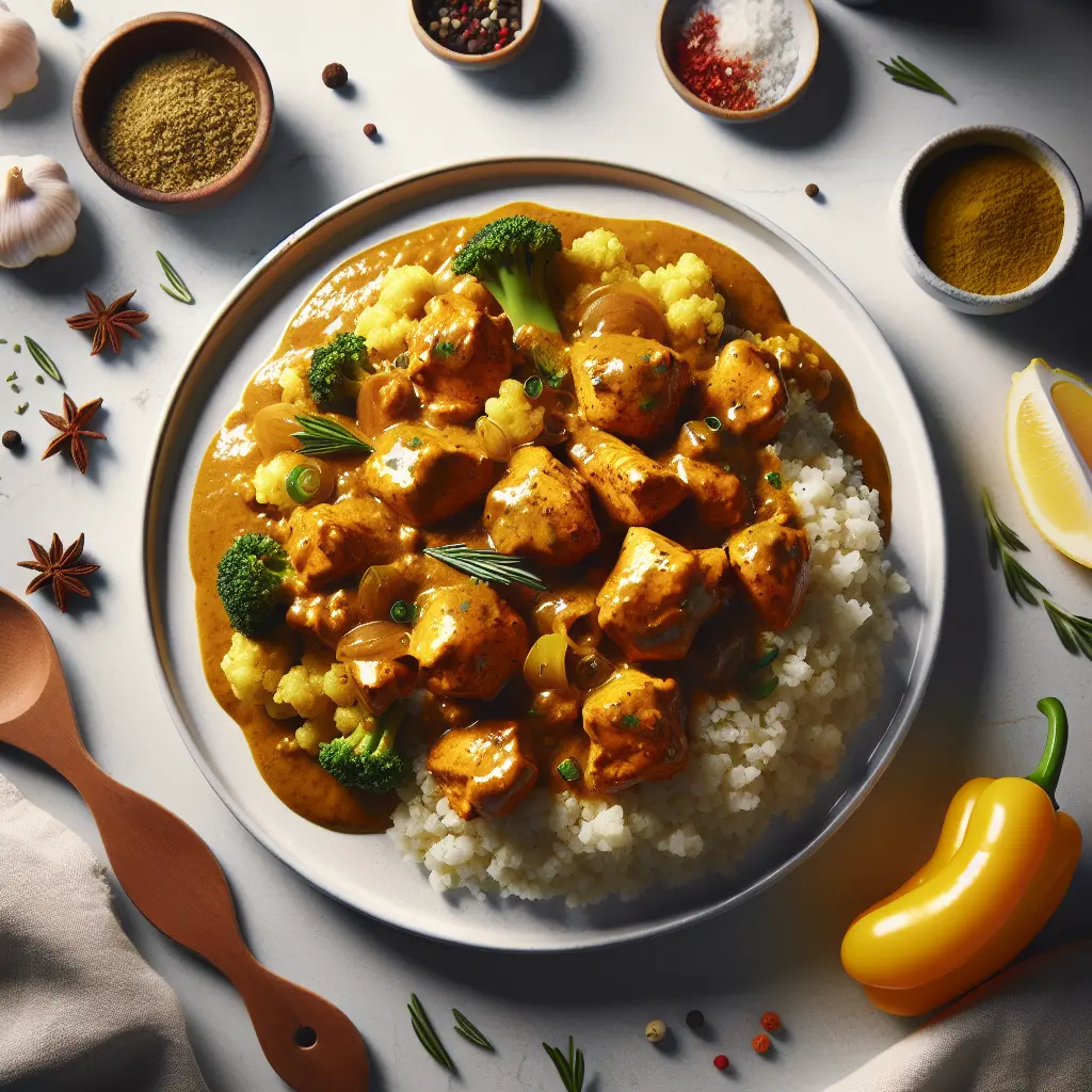 Keto Jamaican Curry Chicken with Cauliflower Rice