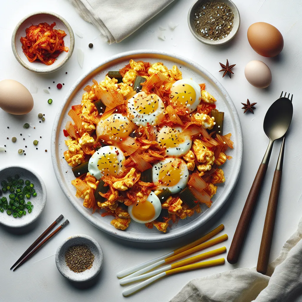 Kimchi scrambled eggs