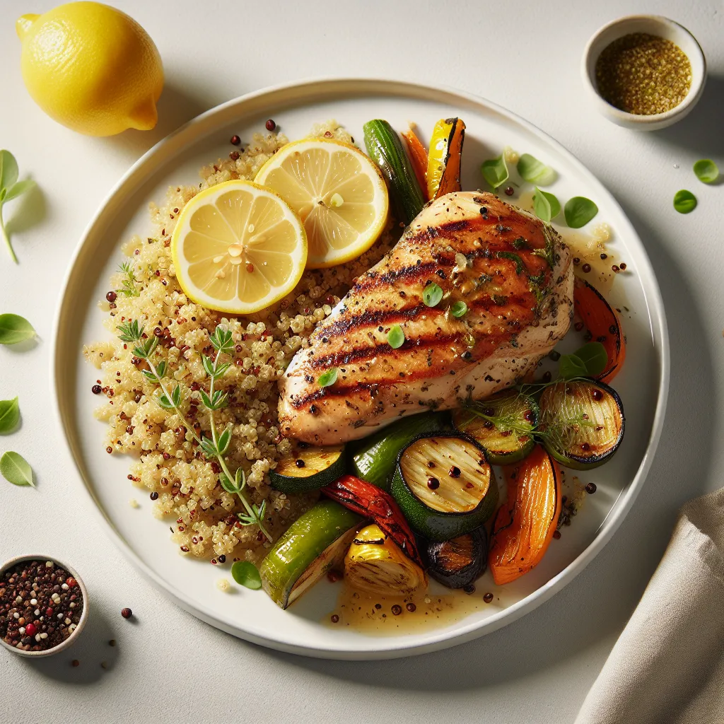 Lemon Herb Grilled Chicken with Quinoa and Roasted Vegetables