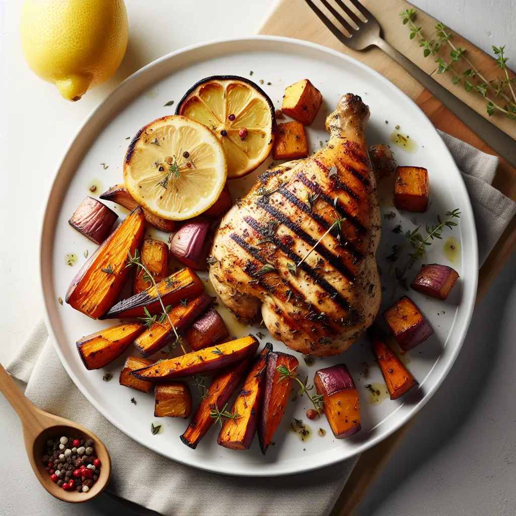Lemon Herb Grilled Chicken with Roasted Sweet Potatoes
