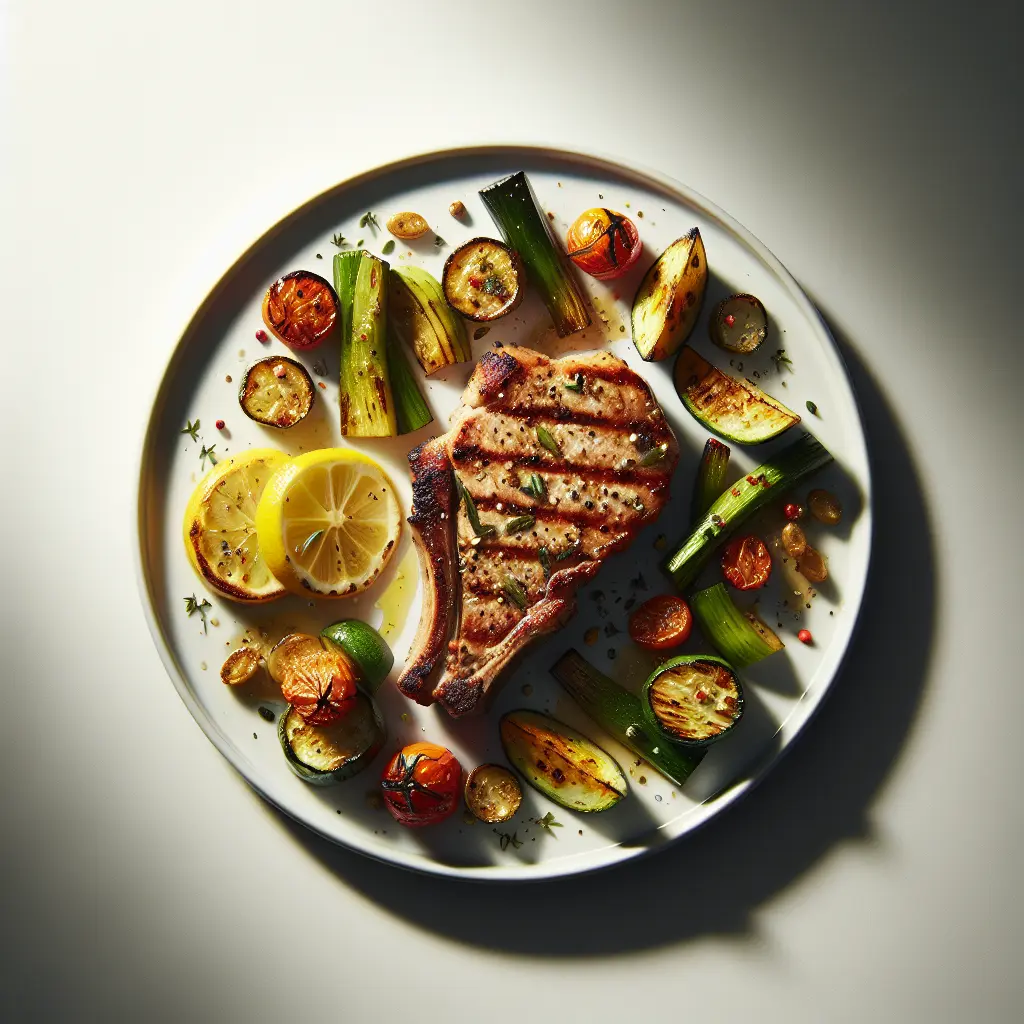 Lemon Herb Grilled Pork Chops with Roasted Vegetables
