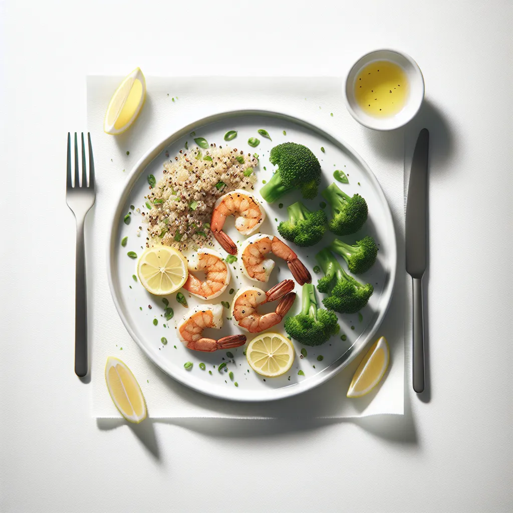 Lemon Herb Grilled Shrimp with Quinoa and Steamed Broccoli