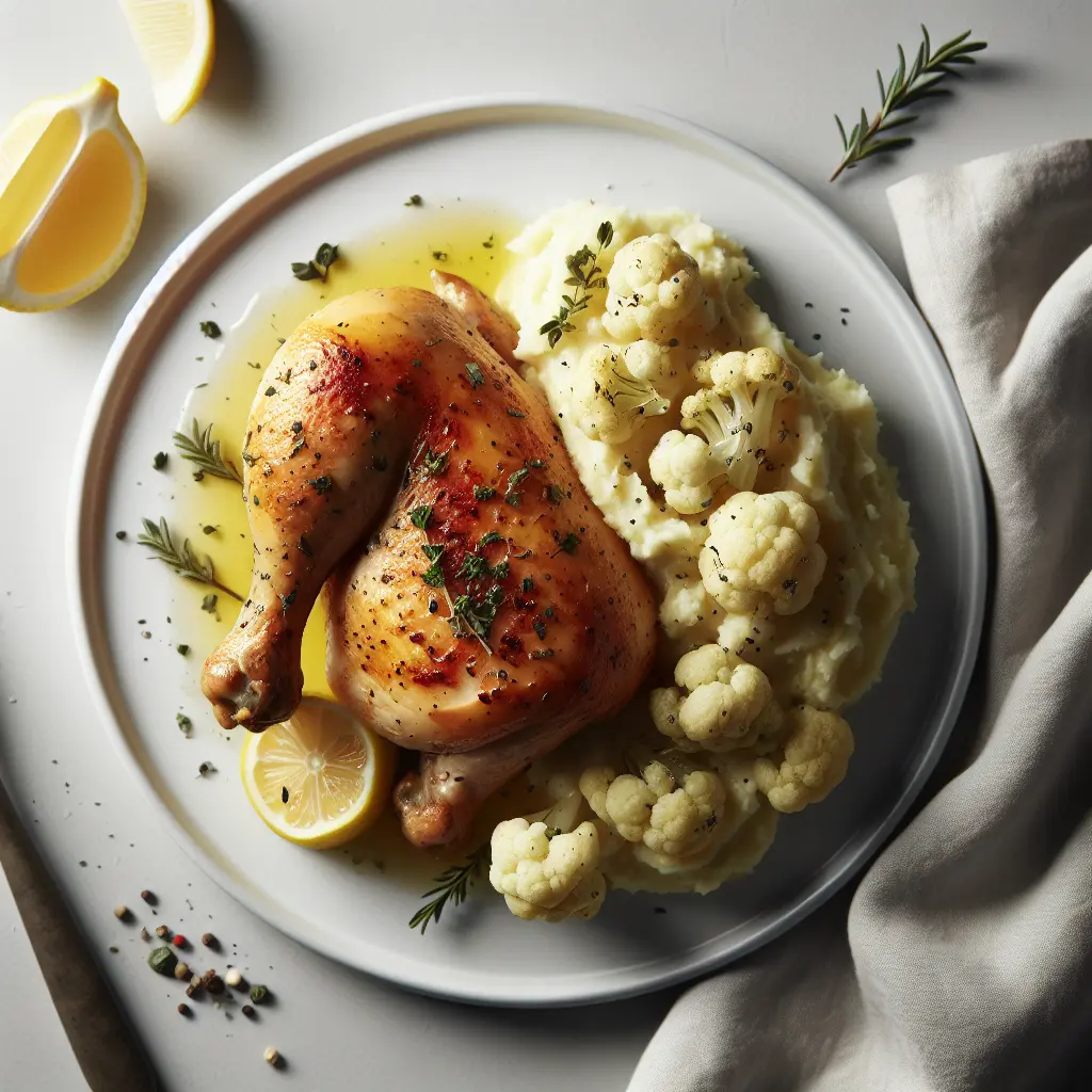 Keto Lemon Herb Roasted Chicken with Cauliflower Mash