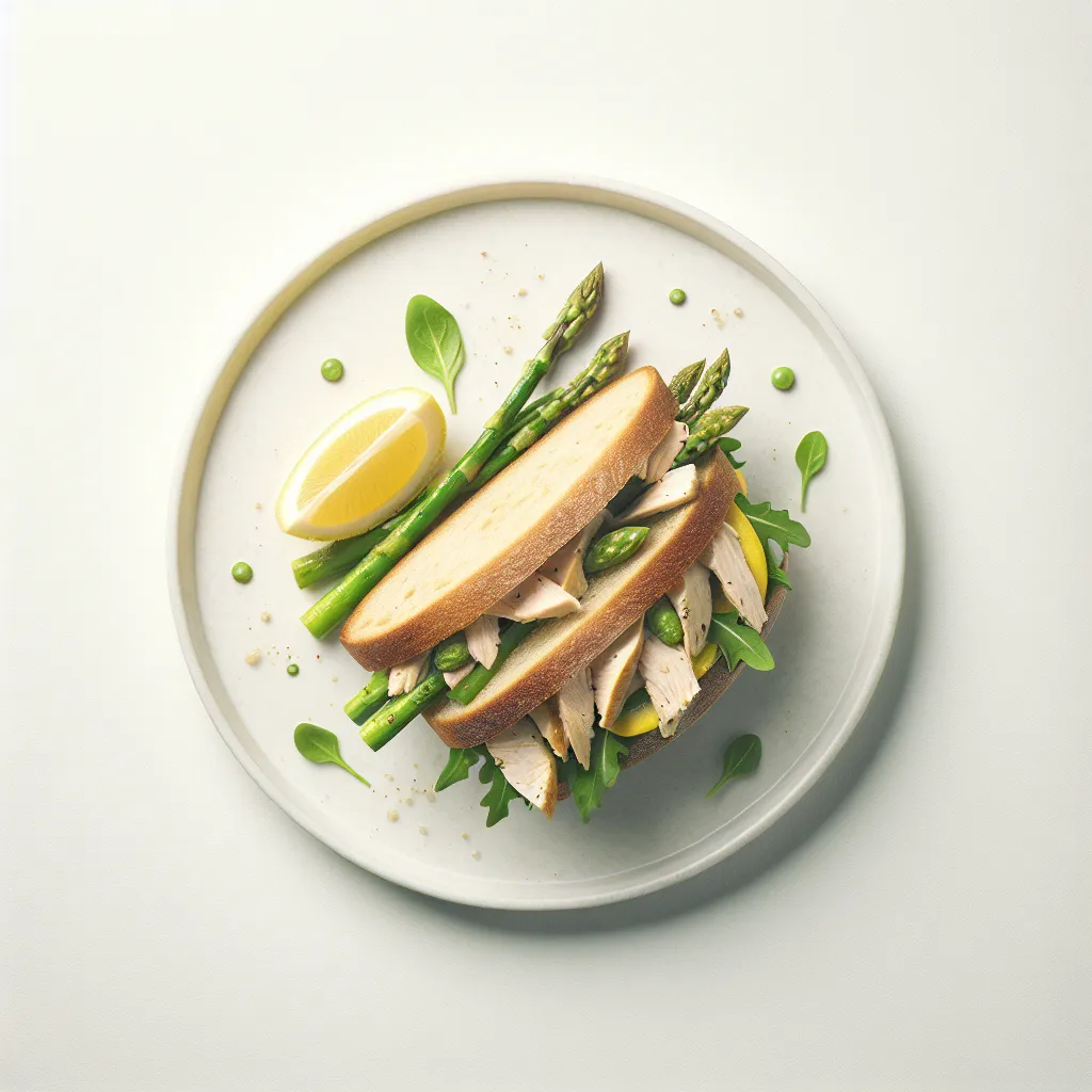 Lemony Chicken Salad Sandwich with Asparagus and Arugula