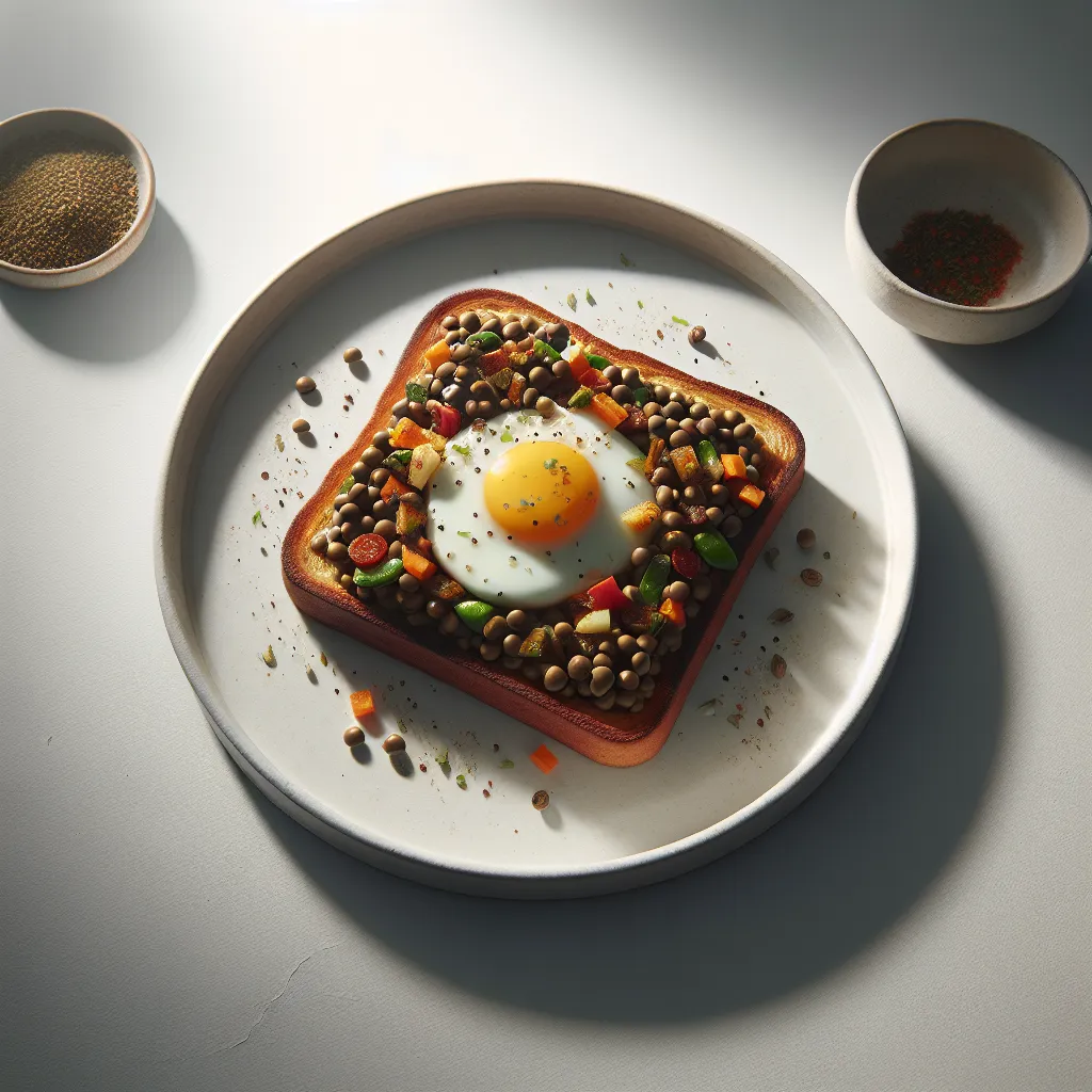 Lentil and Egg Toast with Veggie Medley