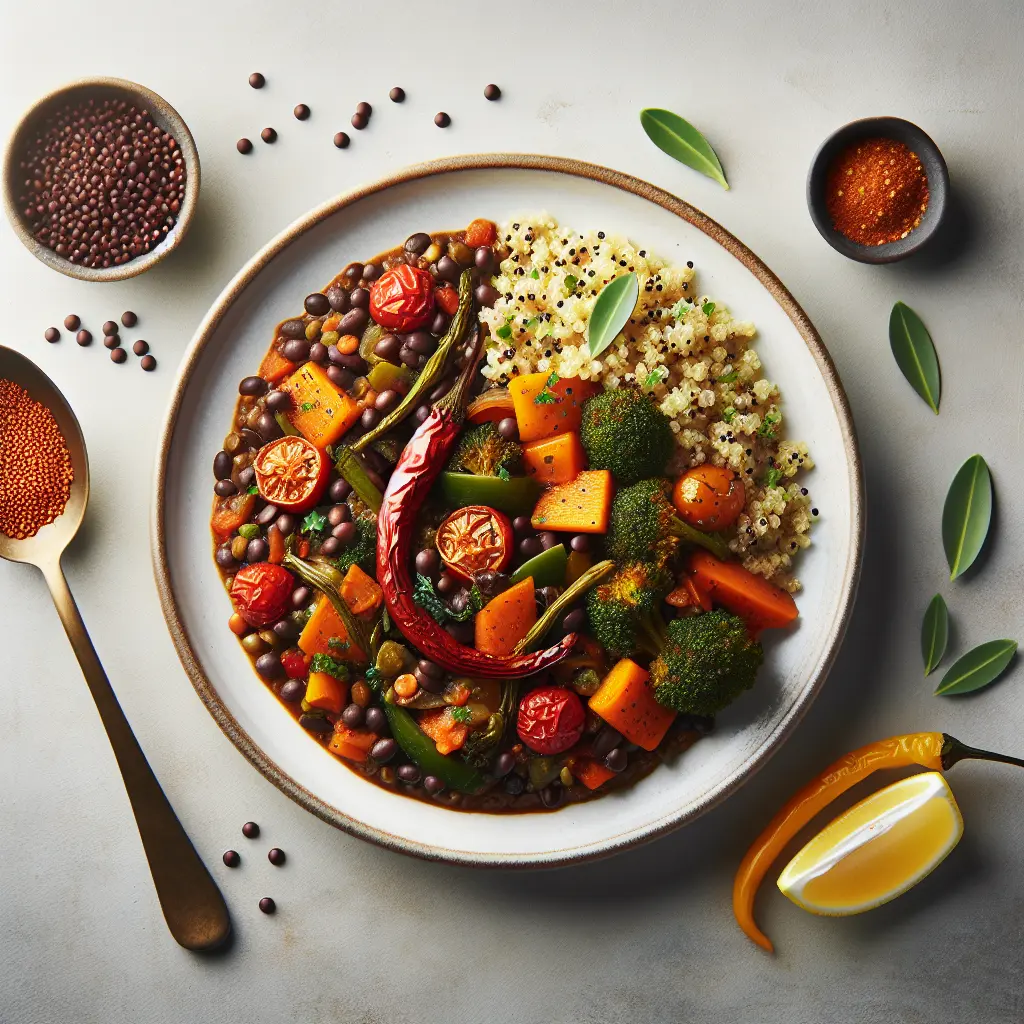 Lentil and Roasted Vegetable Stew with Herb Quinoa