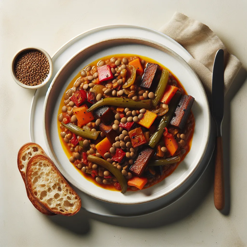 Lentil and Roasted Vegetable Stew with Whole Grain Bread