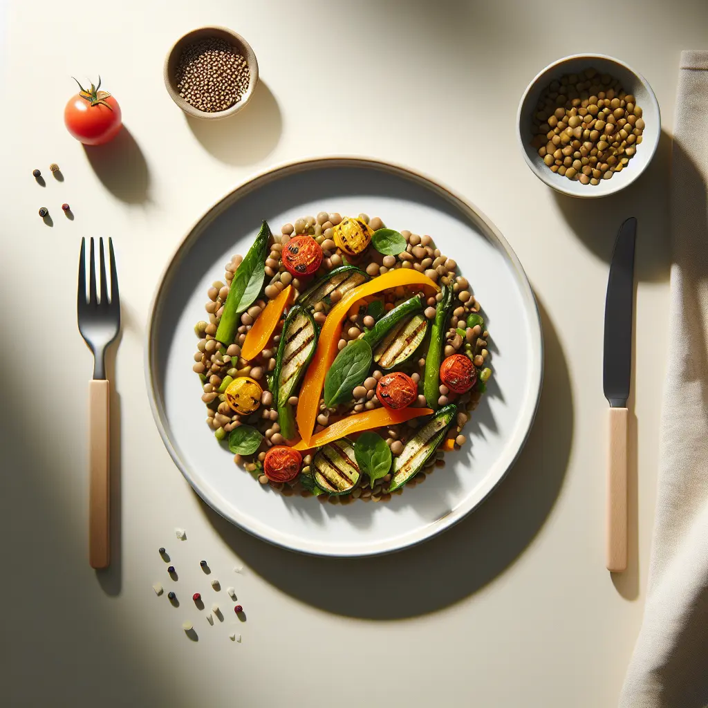 Mediterranean Lentil Salad with Grilled Vegetables
