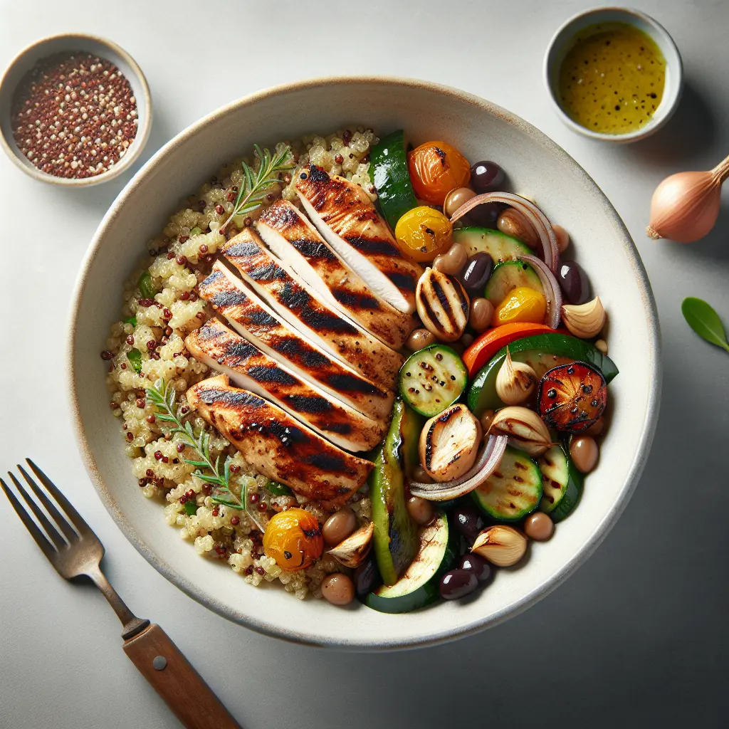 Mediterranean Quinoa Bowl with Grilled Chicken
