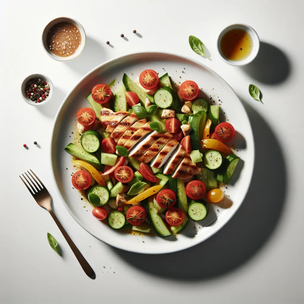 Mediterranean Vegetable Salad with Grilled Chicken