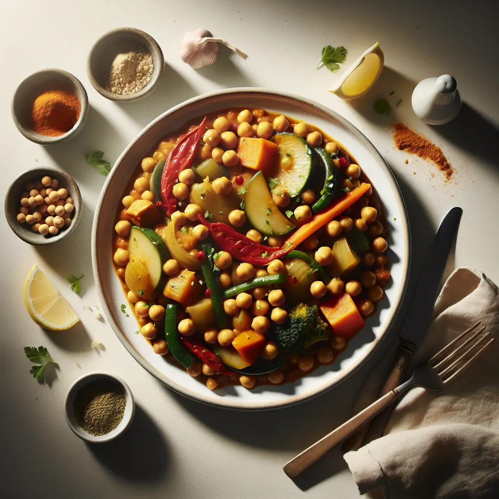 Spicy Moroccan Chickpea and Vegetable Tagine