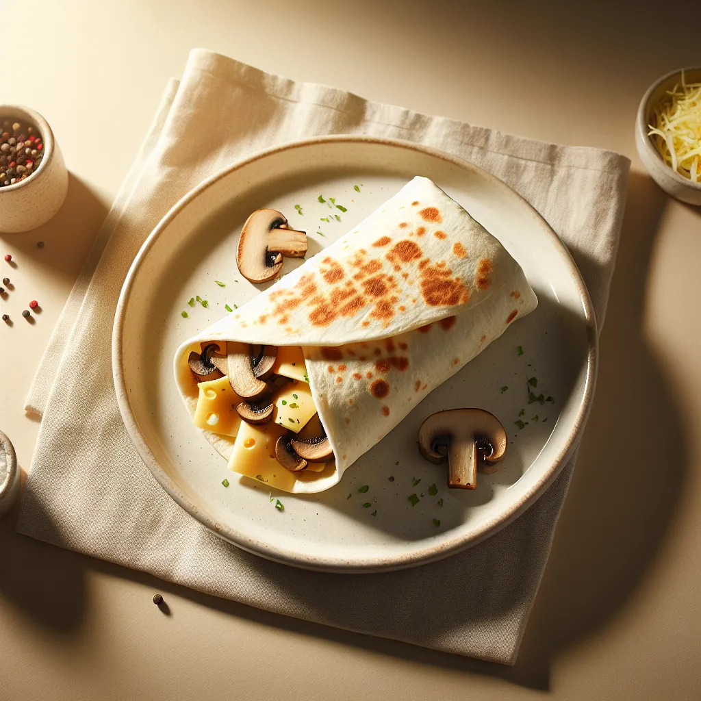 Mushroom and Cheese Breakfast Wrap