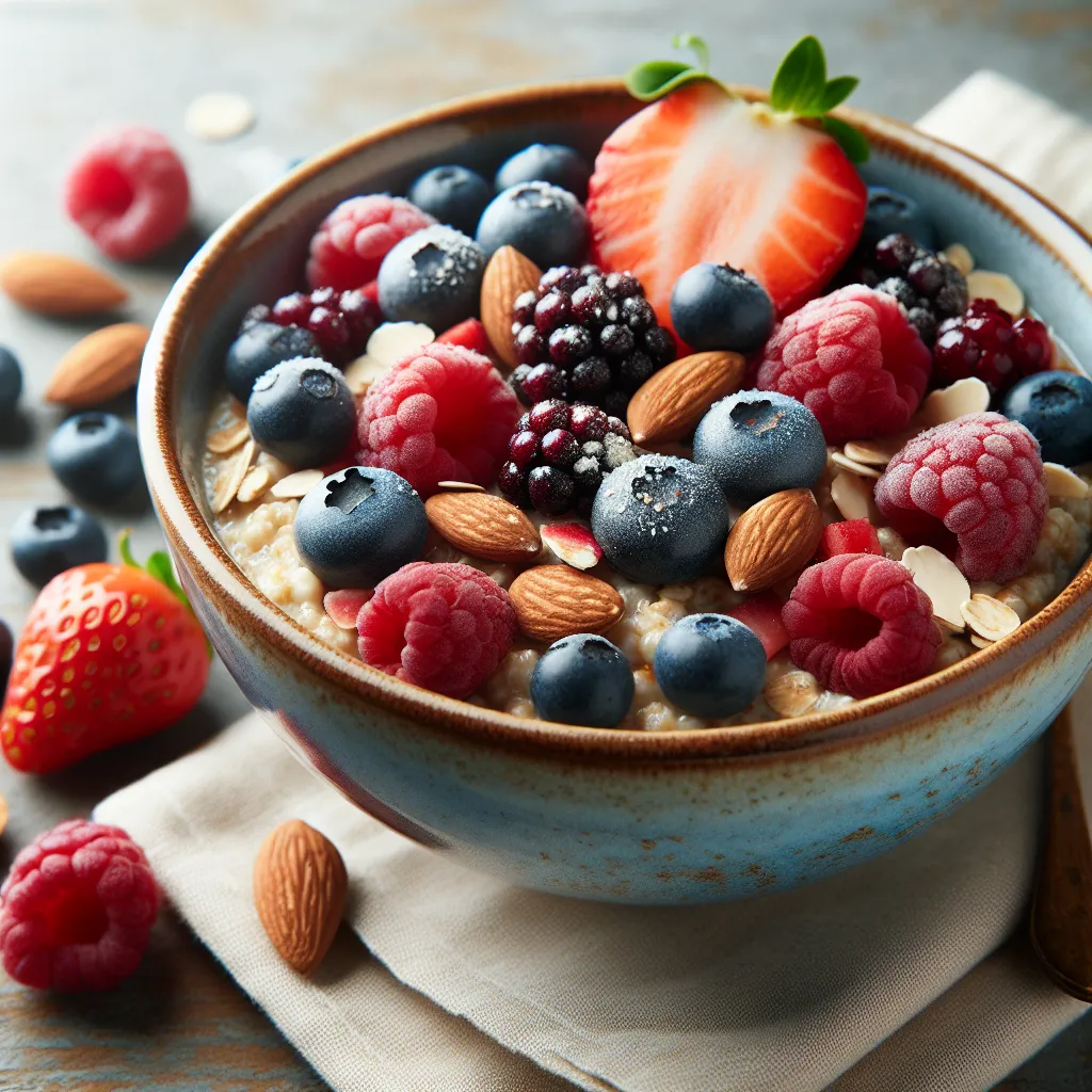 Hearty Oatmeal with Mixed Berries and Almonds