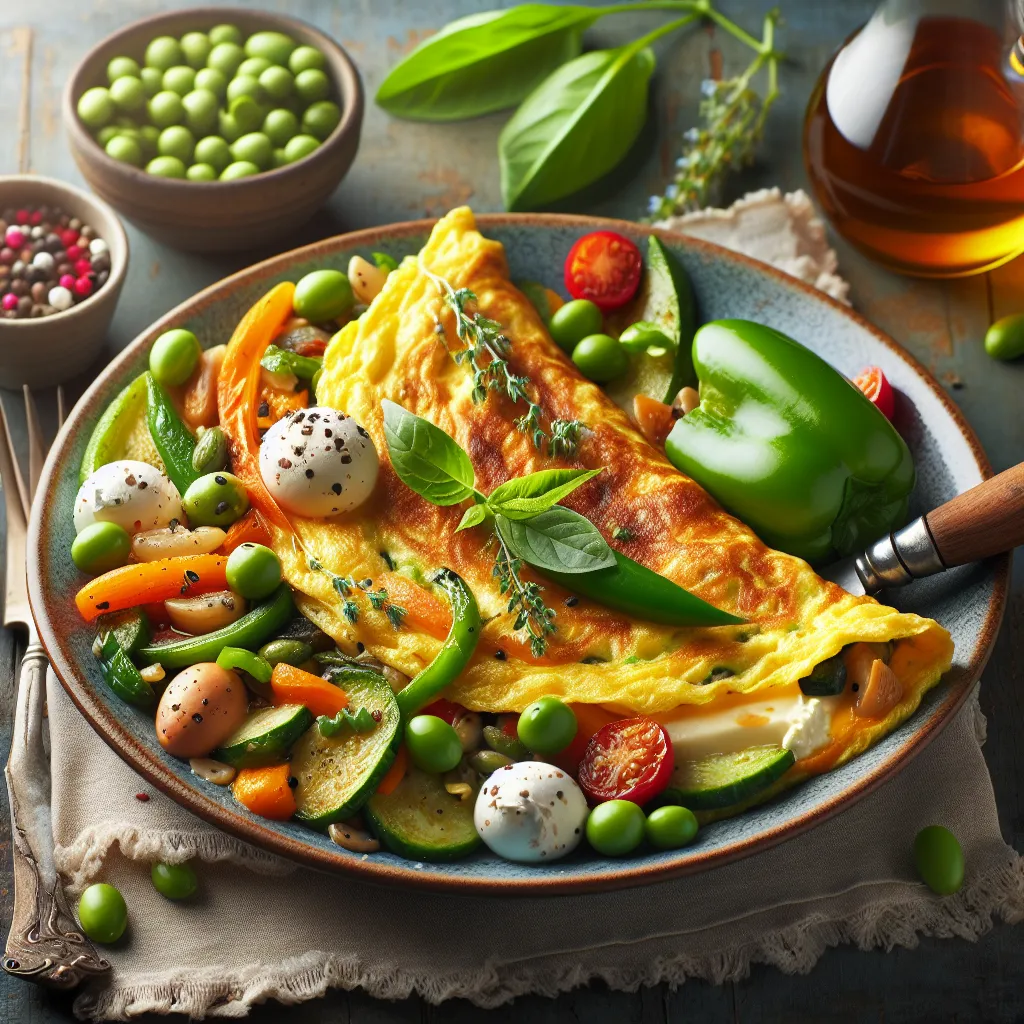 Omelette aux légumes et fromage