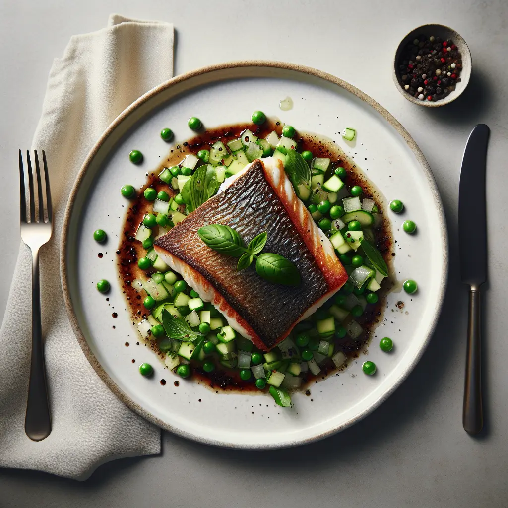 Pan-Seared Sea Bass with Pea and Cucumber Salsa