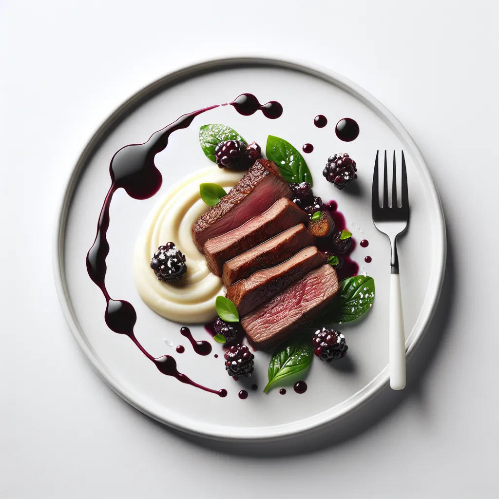 Pan-Seared Venison with Blackberry Reduction and Celeriac Purée