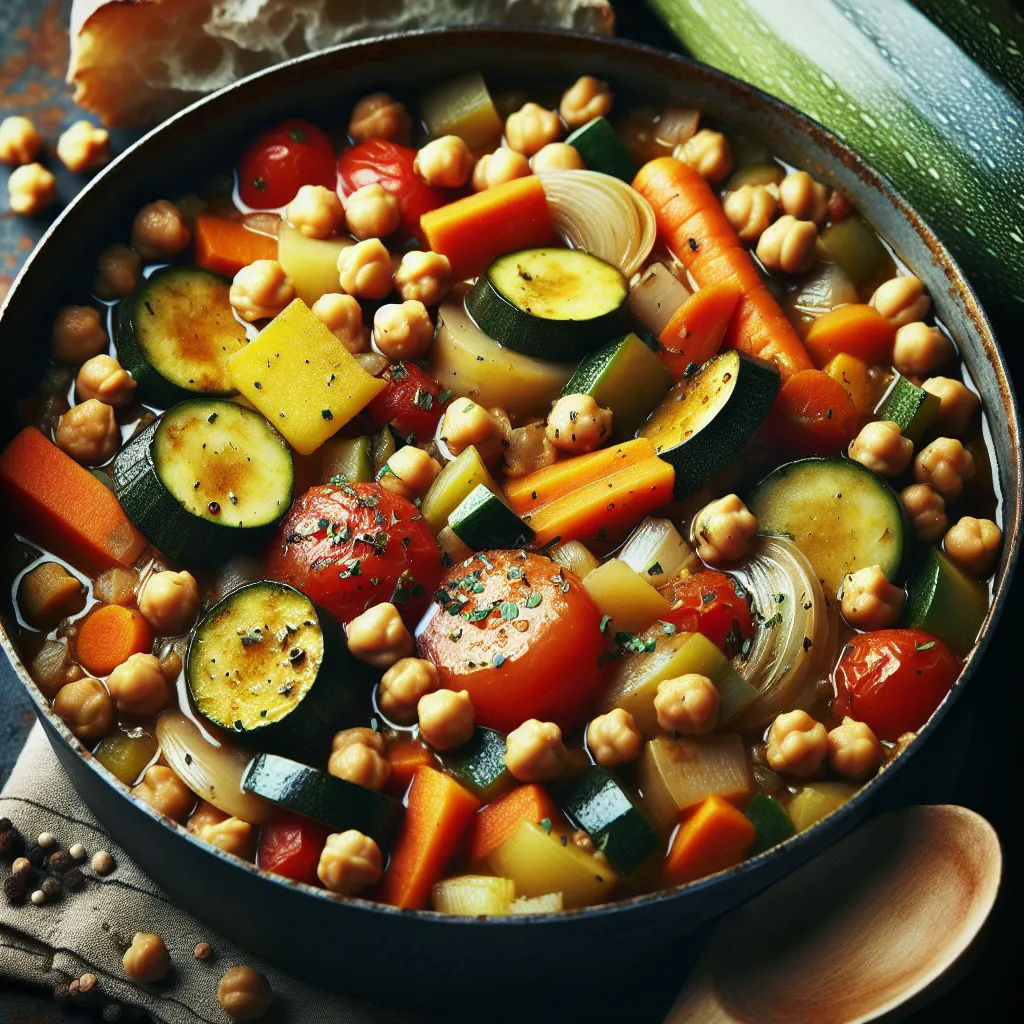 Pois chiches et légumes rôtis au cumin