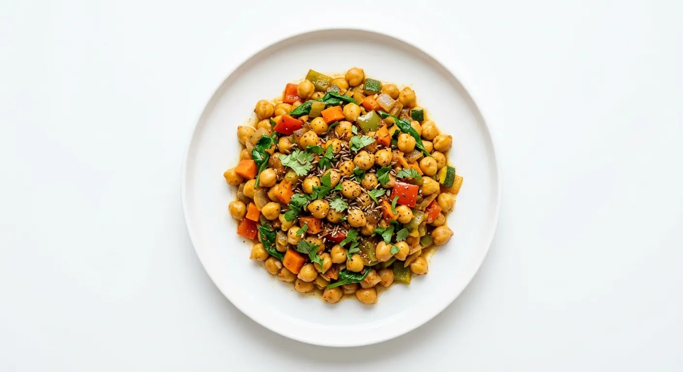 Pois chiches sautés aux légumes et épices