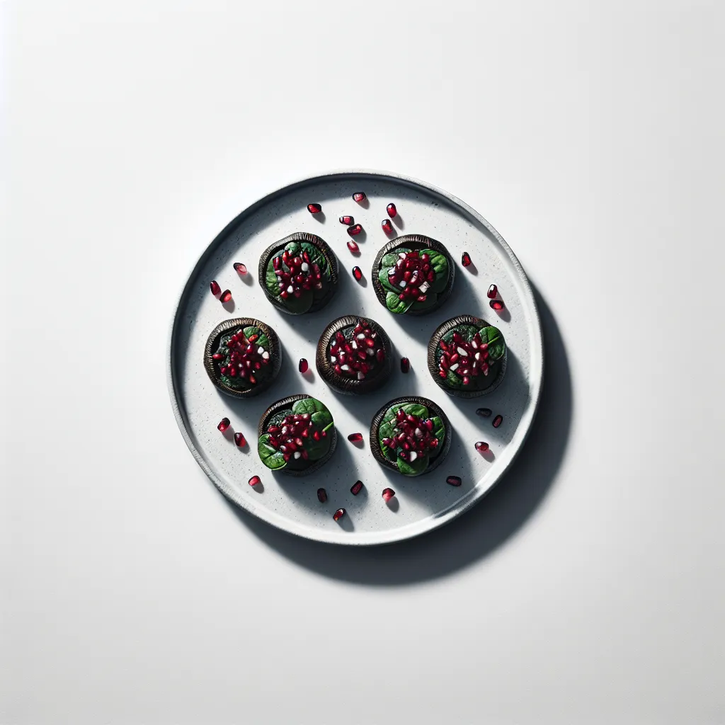 Pomegranate and Spinach Stuffed Portobello Mushrooms