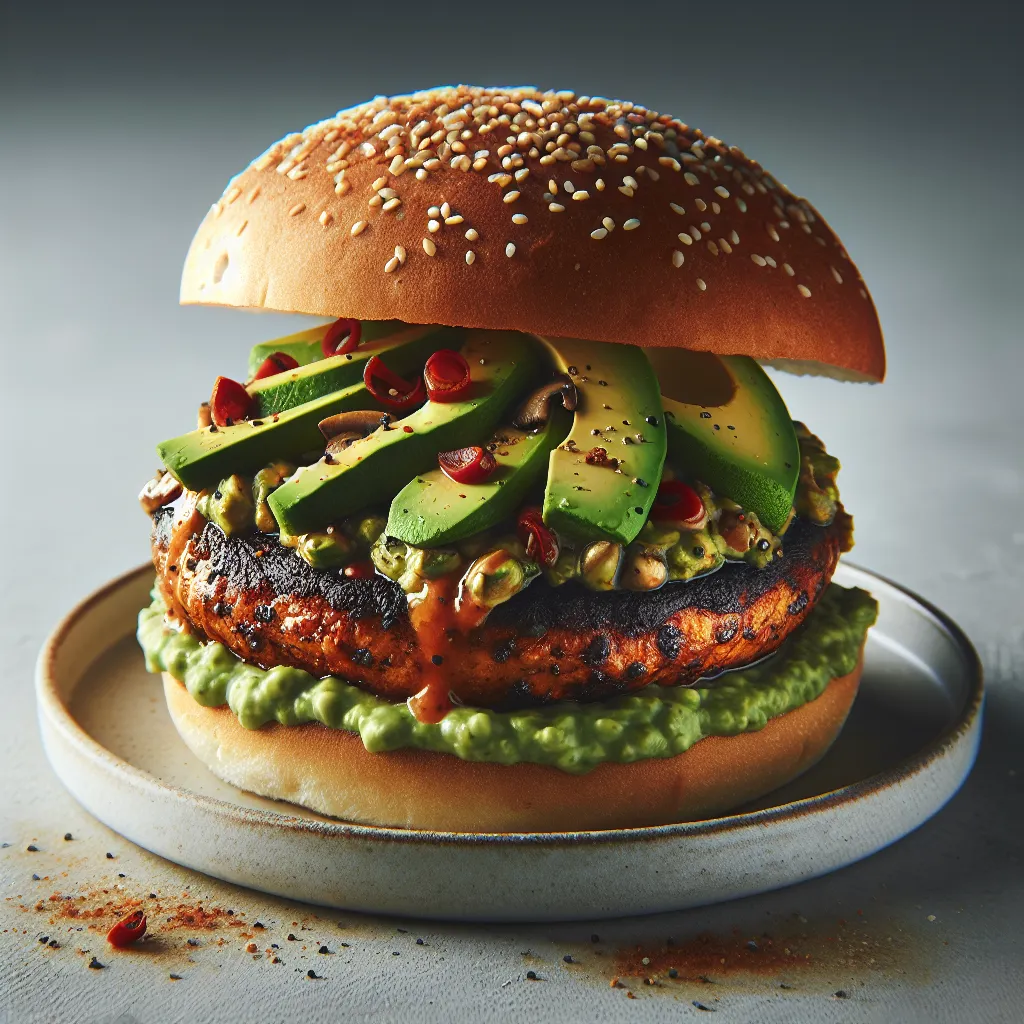 Spicy Portobello Mushroom Burger with Avocado Salsa