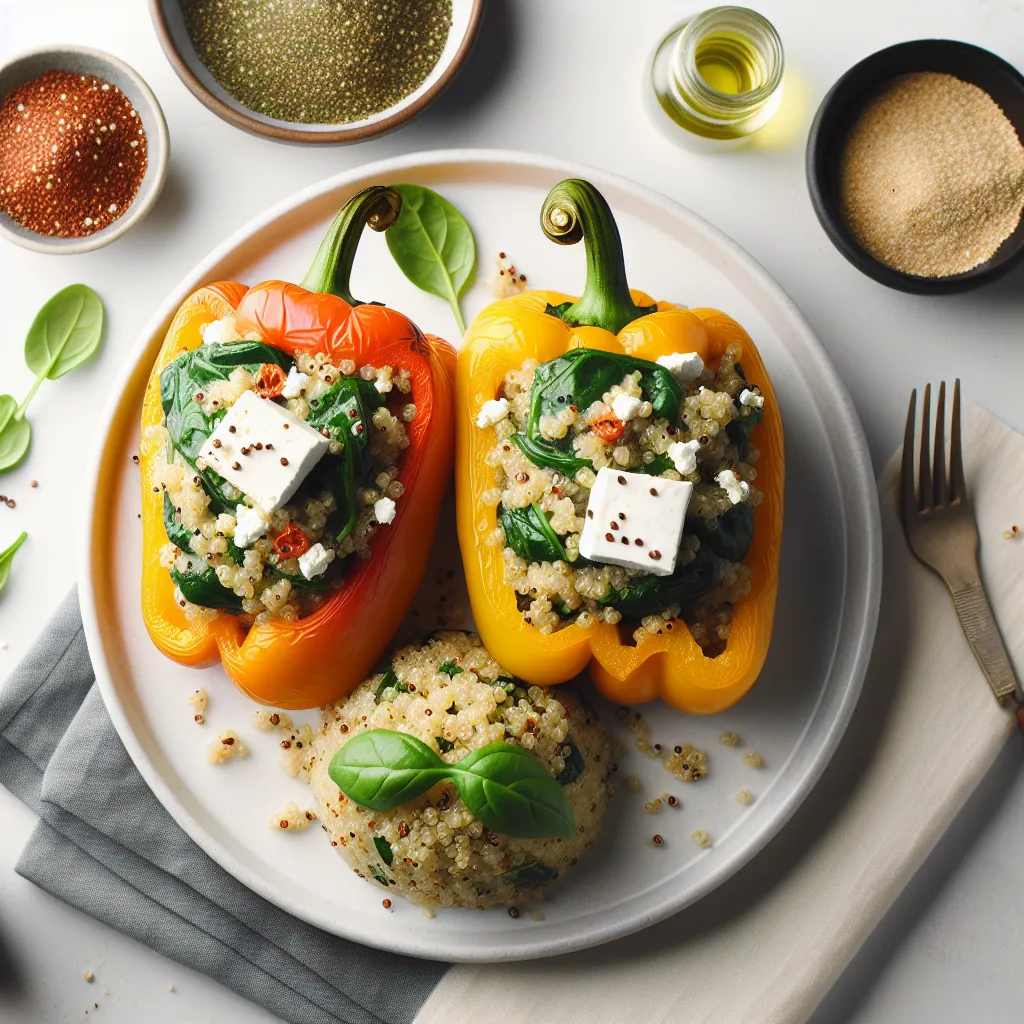Quinoa Stuffed Bell Peppers with Spinach and Feta