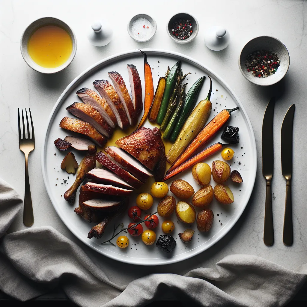 Roast Duck with Veggies and Potato Wedges