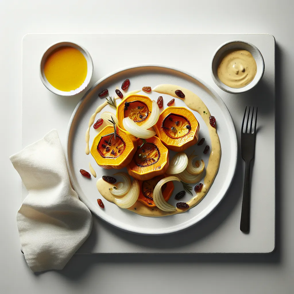 Roasted Acorn Squash with Onions and Date-Orange Dressing