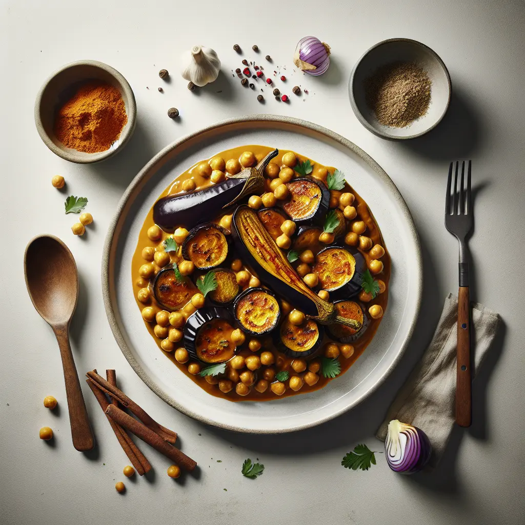 Roasted Aubergine and Chickpea Curry