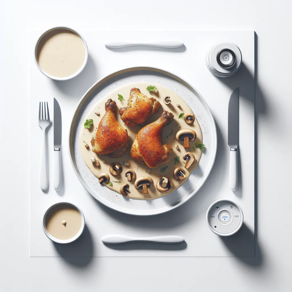 Roasted Chicken Thighs with Creamy Mushroom Sauce