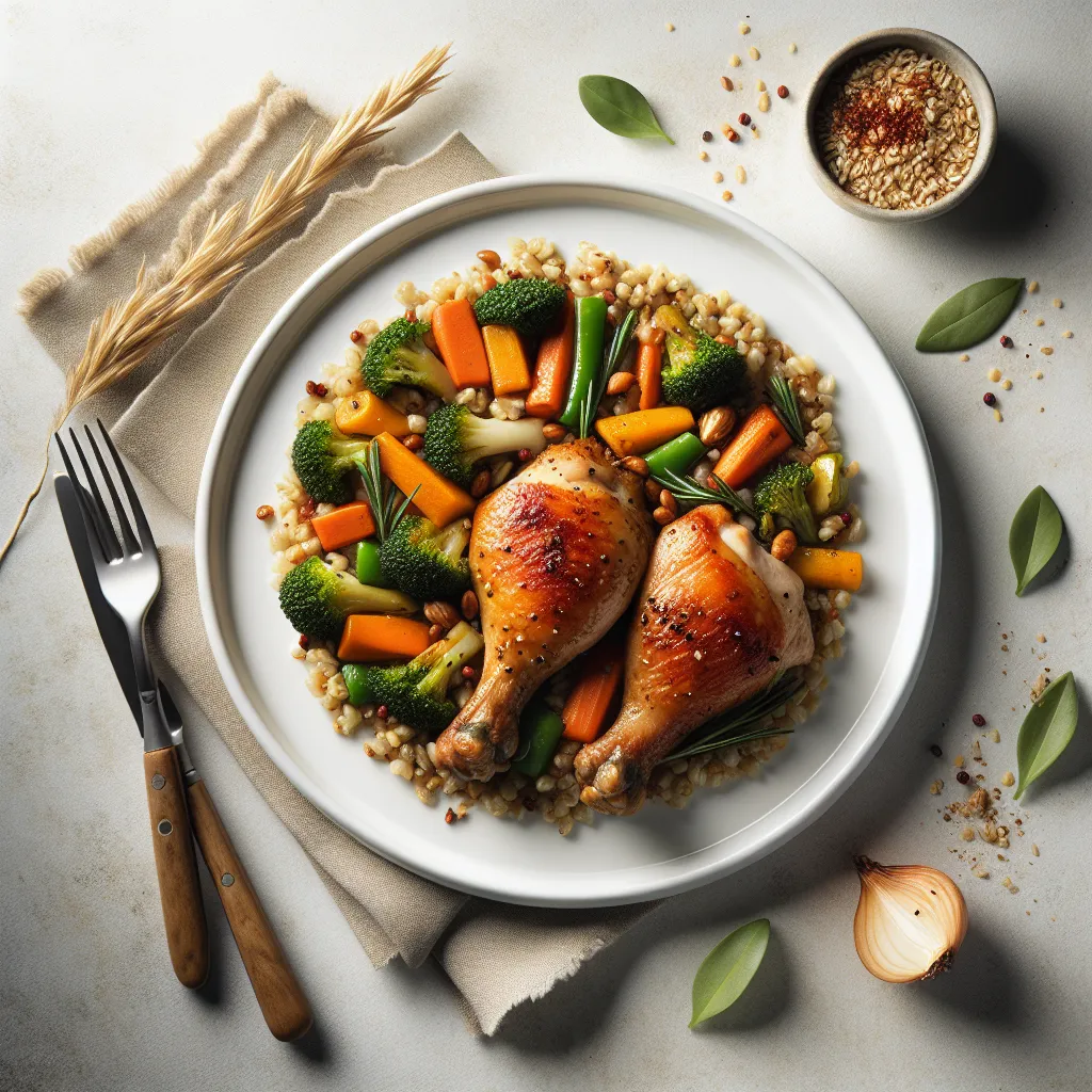 Roasted Chicken Thighs with Autumn Vegetables and Barley