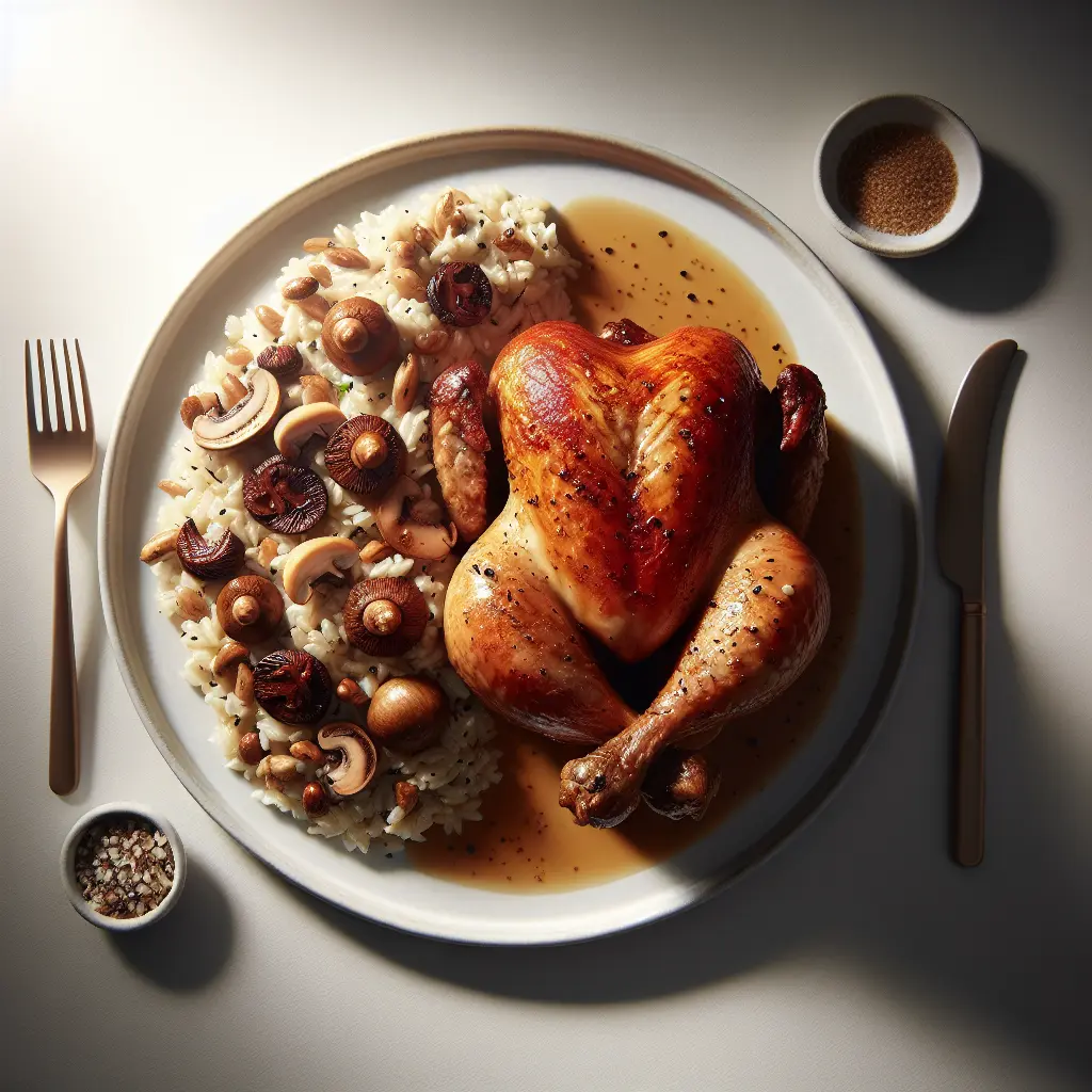 Roasted Chicken with Chestnut and Mushroom Risotto