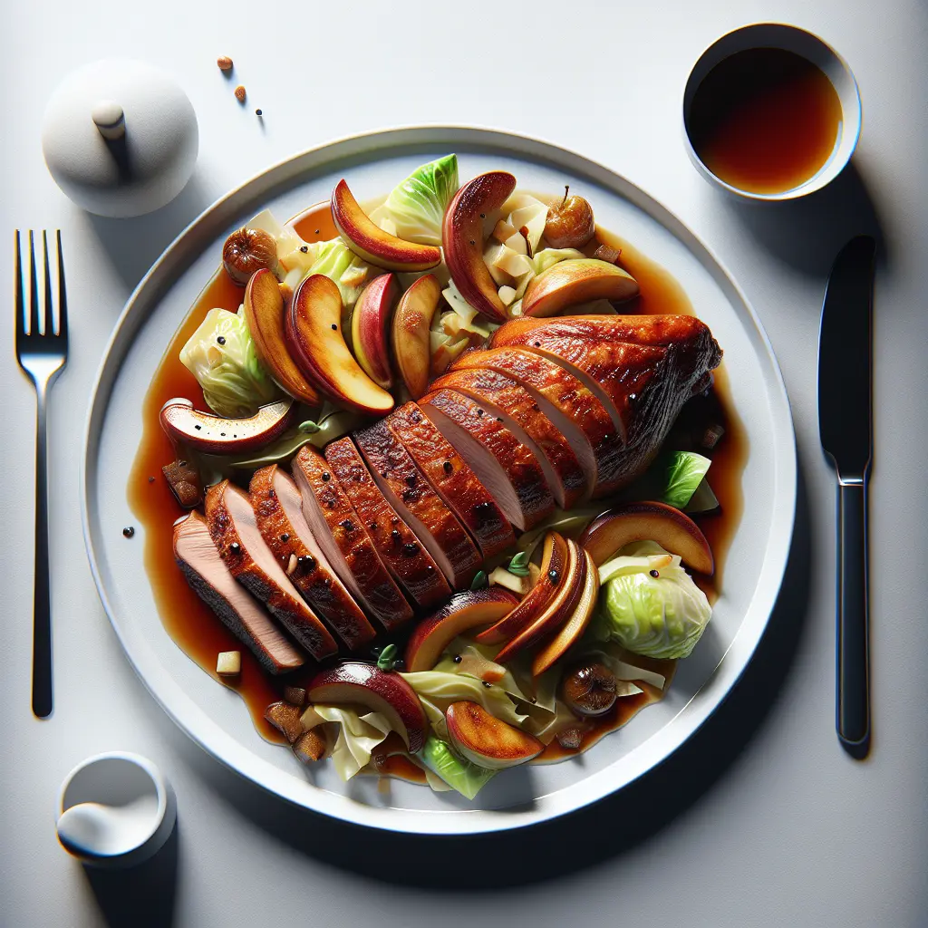 Roasted Duck with Caramelized Apples and Cabbage