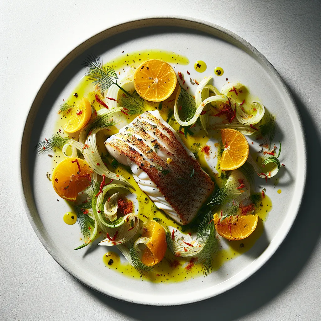 Roasted Monkfish with Saffron-Infused Fennel and Citrus Salad