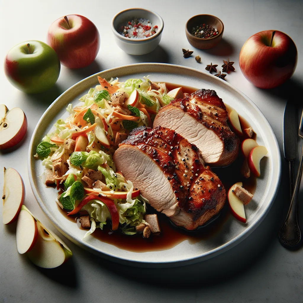 Roasted Pork Tenderloin with Apple and Cabbage Slaw